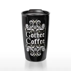 12 oz Black Ceramic Travel Mug - Gothee Coffee