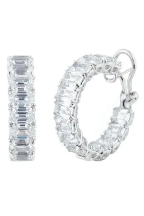 15ct Asscher Cut Small Hoop Earrings