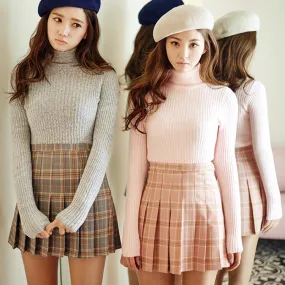 2017 New Spring high waist ball pleated Plaid a-line sailor skirts Harajuku Tutu skirt Large Size Japanese school uniform