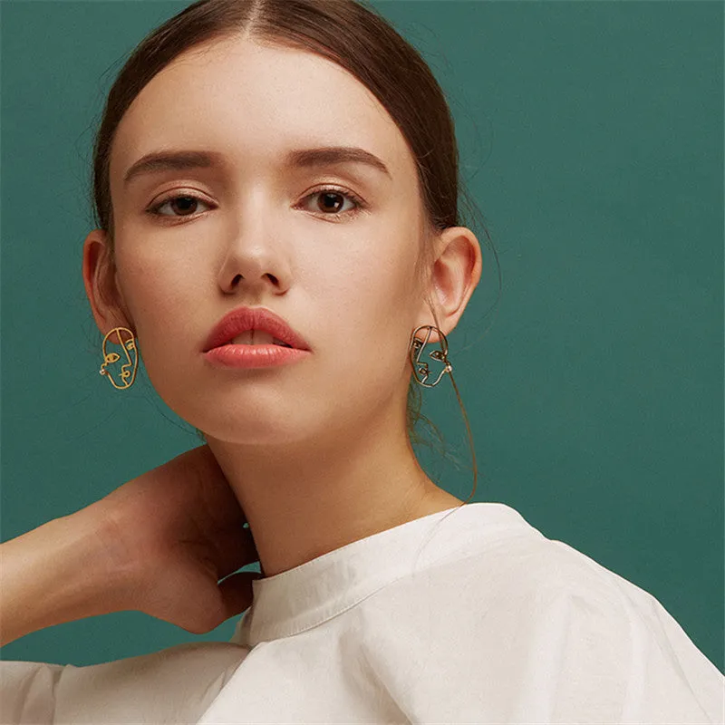 2018 New Trend Fashion Brief Artsy Face Stud Earrings For Women Abstract Outline Charming Earrings Bijoux