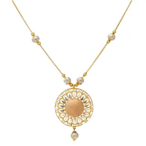 22K Multi-Tone Gold Beaded Pendant Chain (14.8gm)