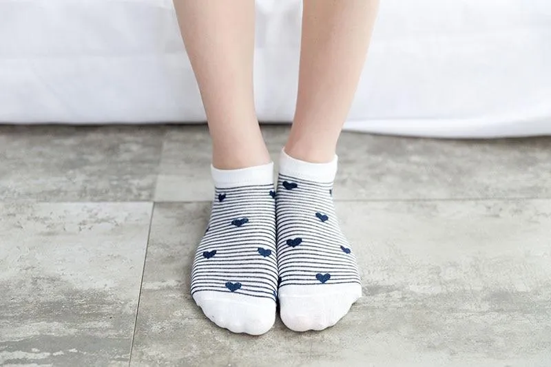 5 Pairs Cute Cat Animal Ear Short Casual Cotton Ankle Socks for Women