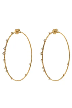 6cm Yellow Gold Rugiada Diamond Hoop Earrings