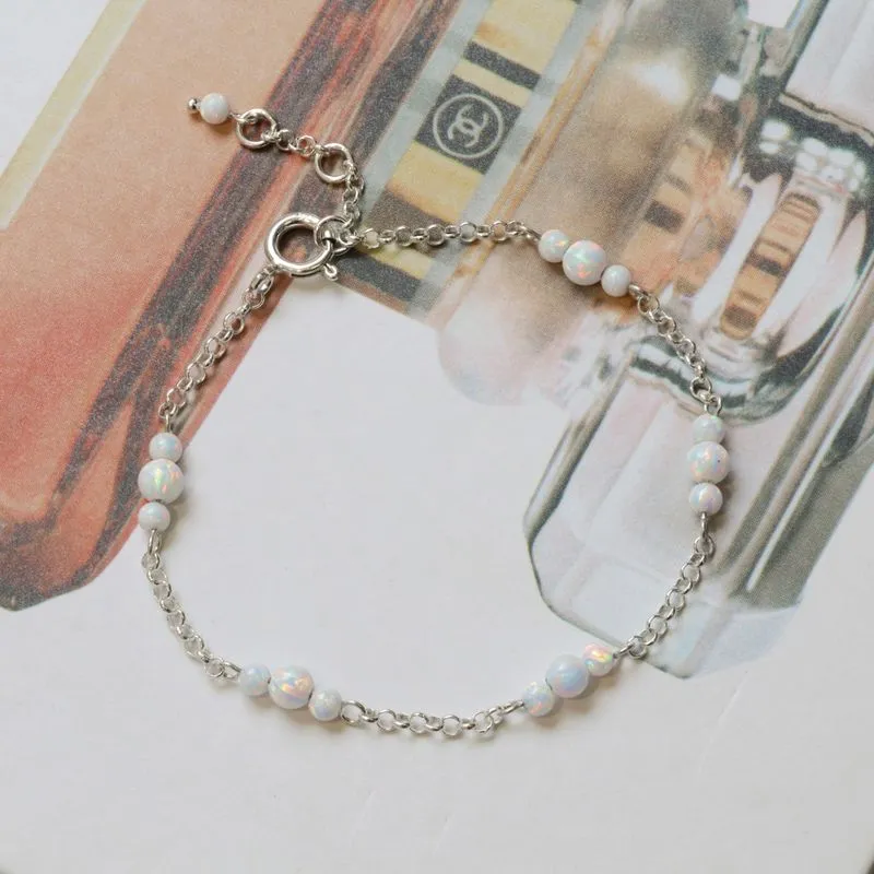 925 Silver Opal Bracelet - October Birthstone Gift for Her