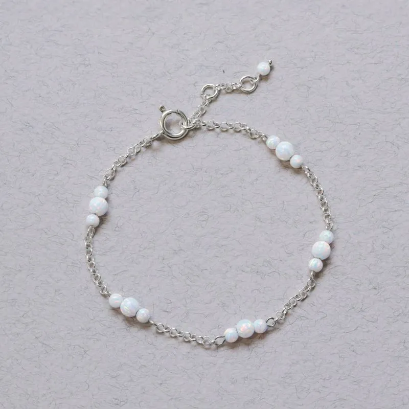 925 Silver Opal Bracelet - October Birthstone Gift for Her