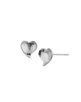 925 Sterling Silver Rhodium Plated Heart Stud Earring for women