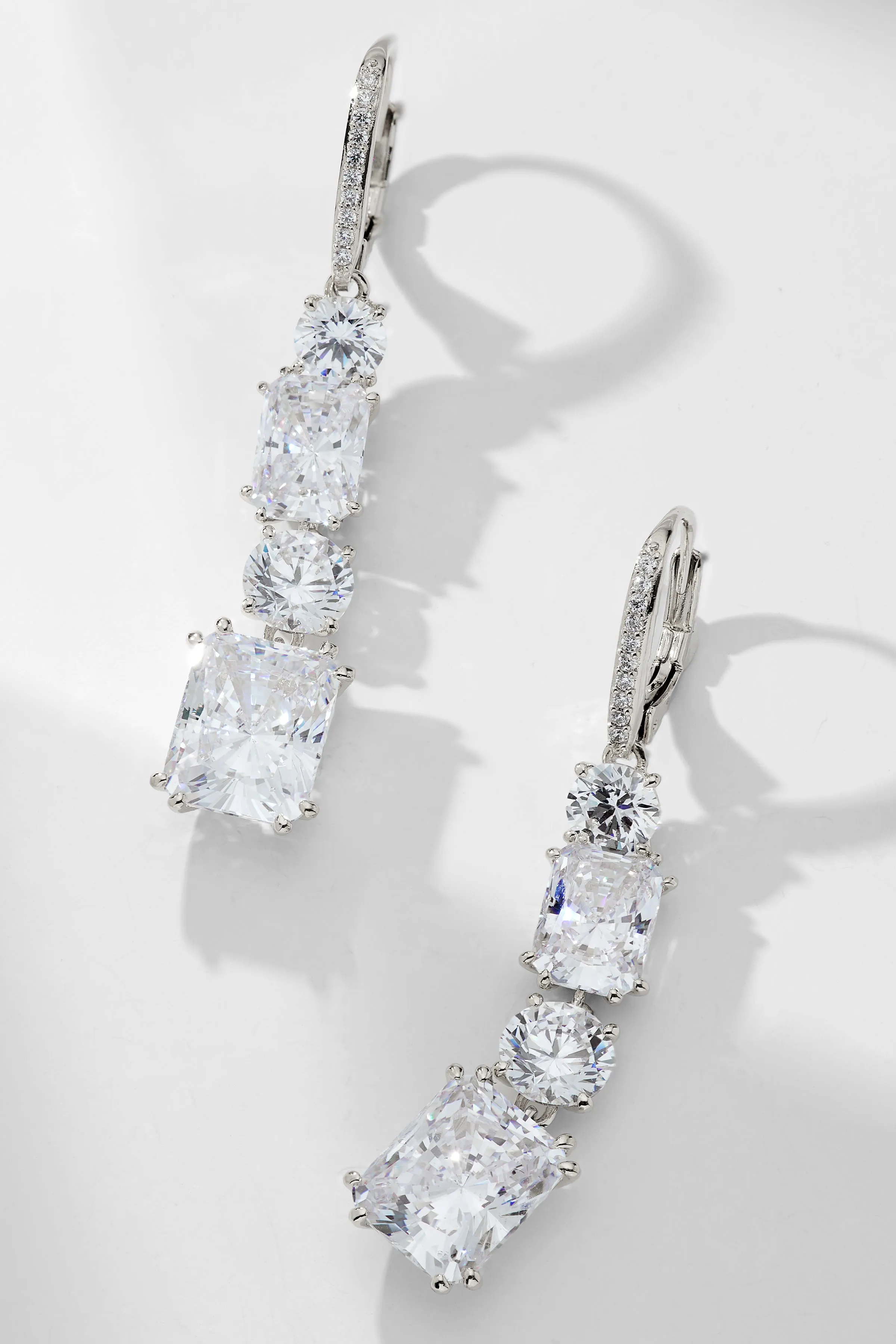 A LA CARTE MULTI DROP CZ LEVERBACK EARRINGS