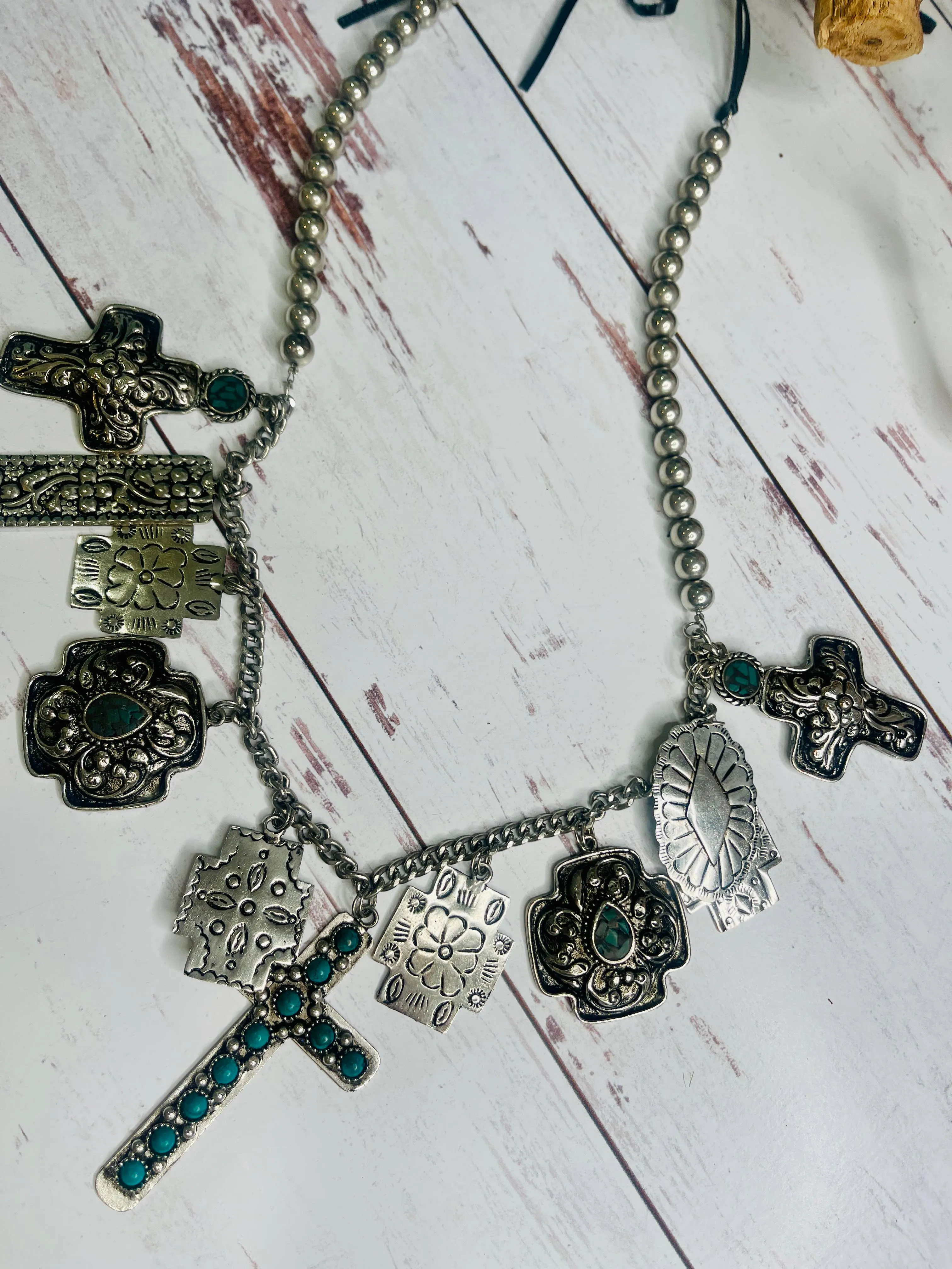 A Rare Bird Shop - Beaded Cross Trinket Necklace