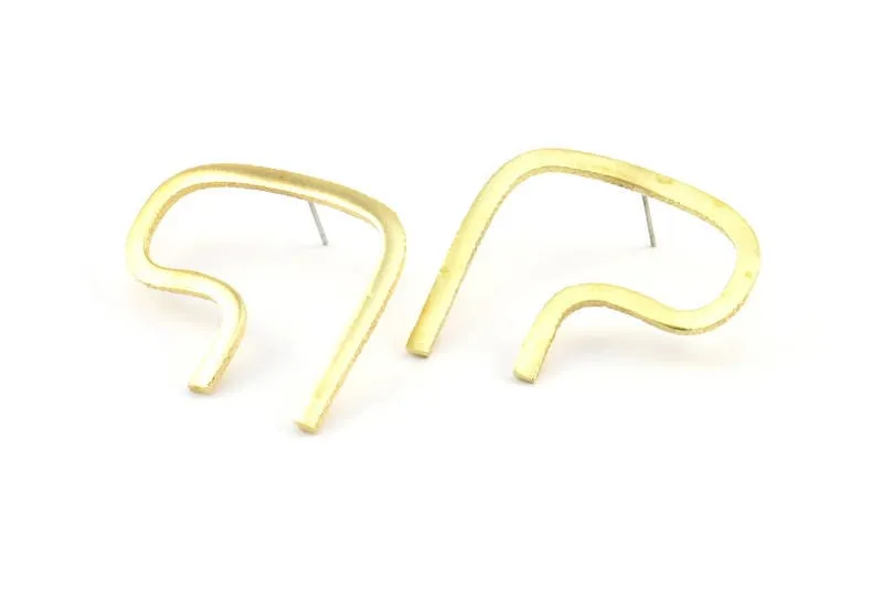 Abstract Earring Findings, 2 Raw Brass Geometric Earring Findings  (31x36x1.6mm) BS 1969