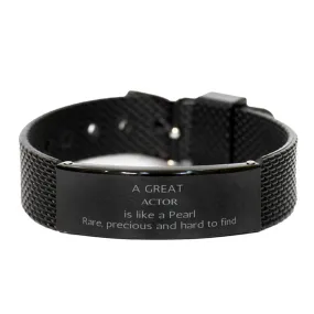 Actor Engraved Black Shark Mesh Bracelet - A Rare and Precious Gift for the Actor in Your Life, Perfect for Birthday or Graduation