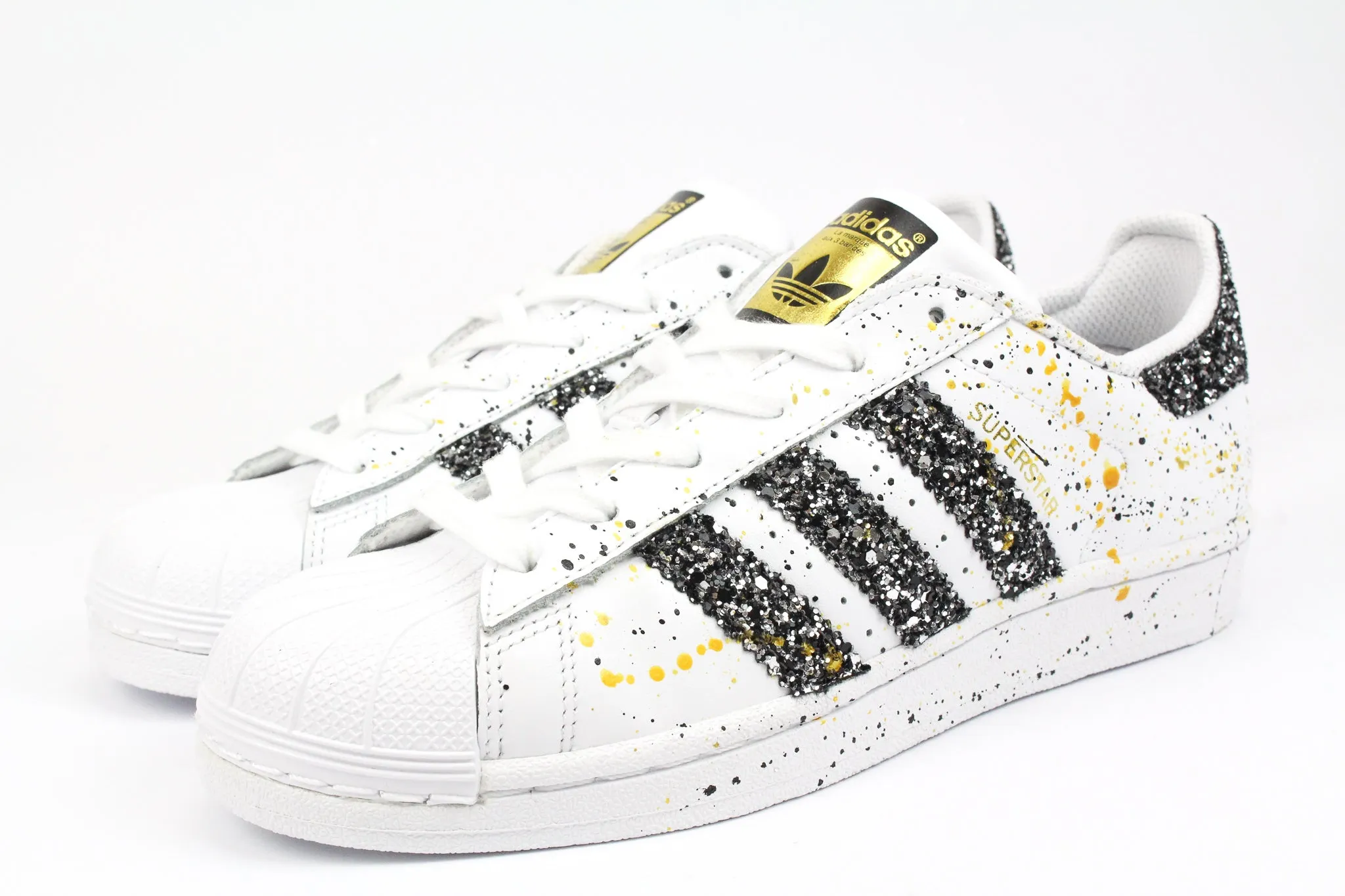 Adidas Superstar Black Silver Glitter & Vernice