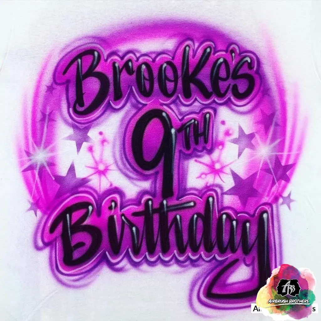 Airbrush Birthday with Stars Design