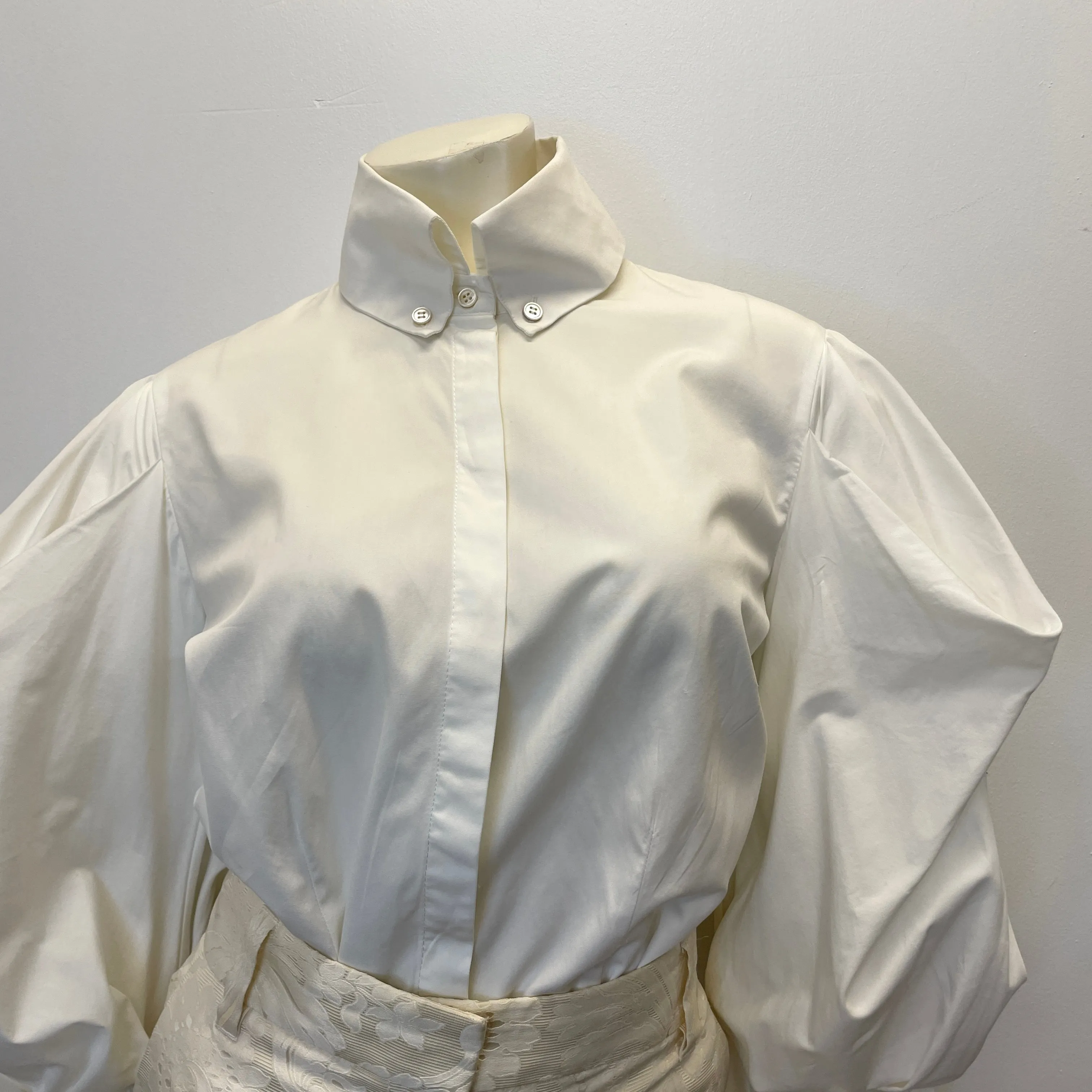 Alexander McQueen Vintage Designer Puffy Sleeve Tuxedo Shirt Made in Italy Size Small