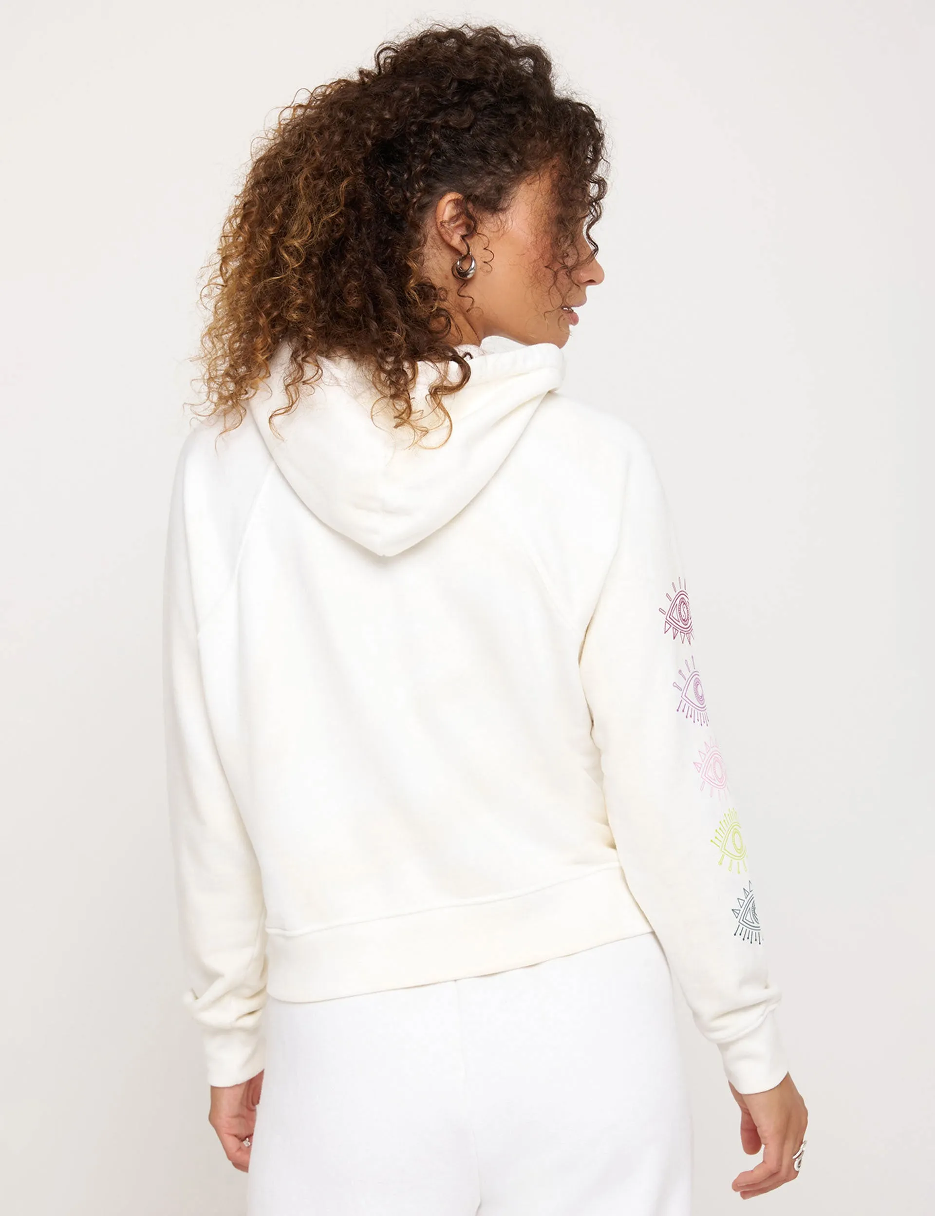 All Eyes Harper Crop Hoodie - White