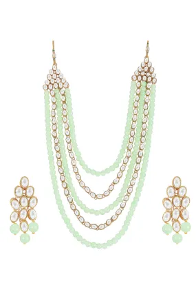 Alloy Necklace with Earrings in green