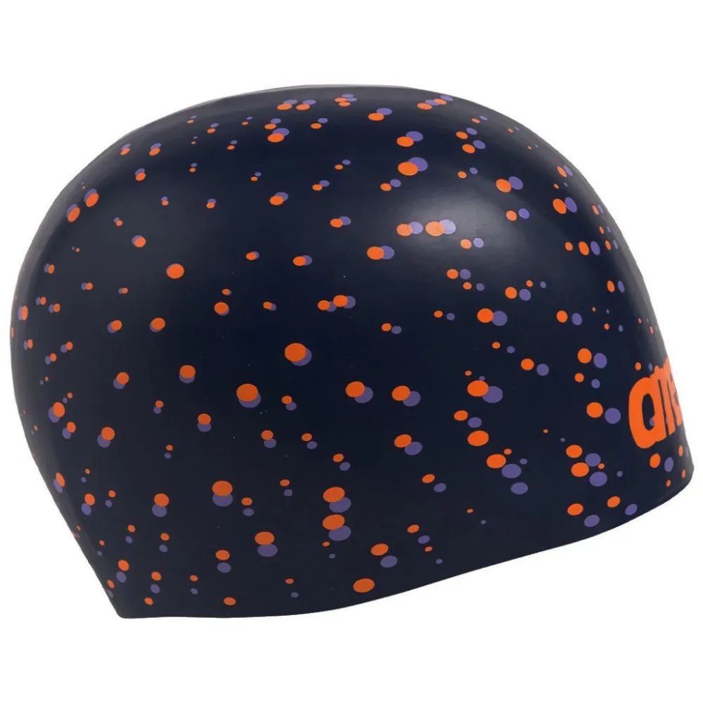 ARENA Adult Poolish Moulded Swimming Cap (Blue/Orange Dots)