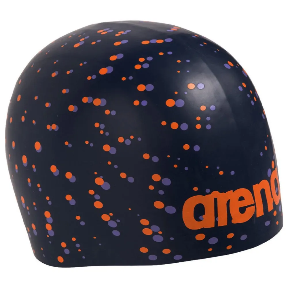 ARENA Adult Poolish Moulded Swimming Cap (Blue/Orange Dots)