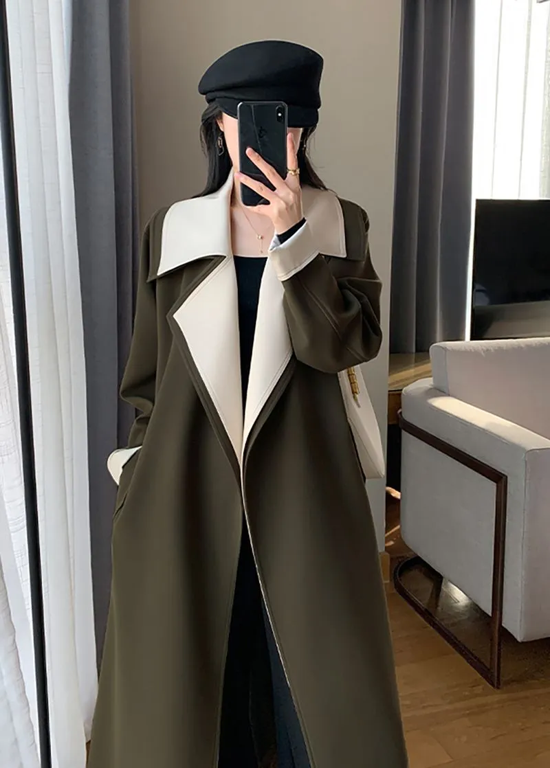 Army Green Belted Trench Coat