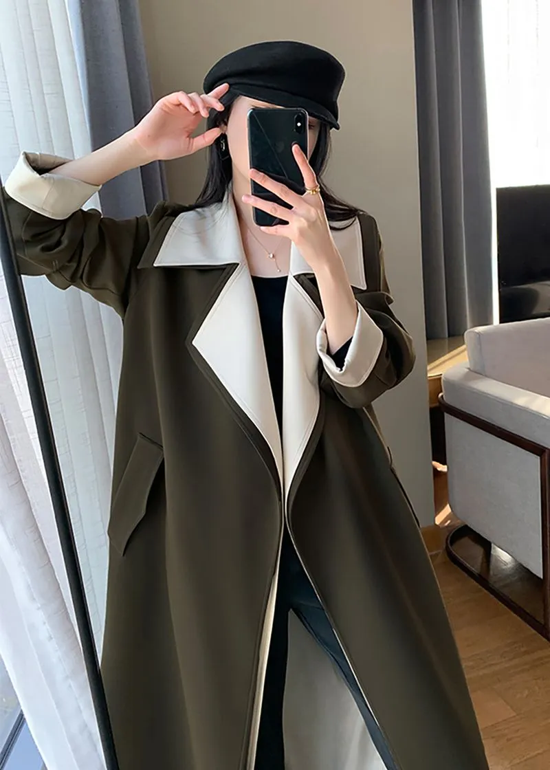 Army Green Belted Trench Coat