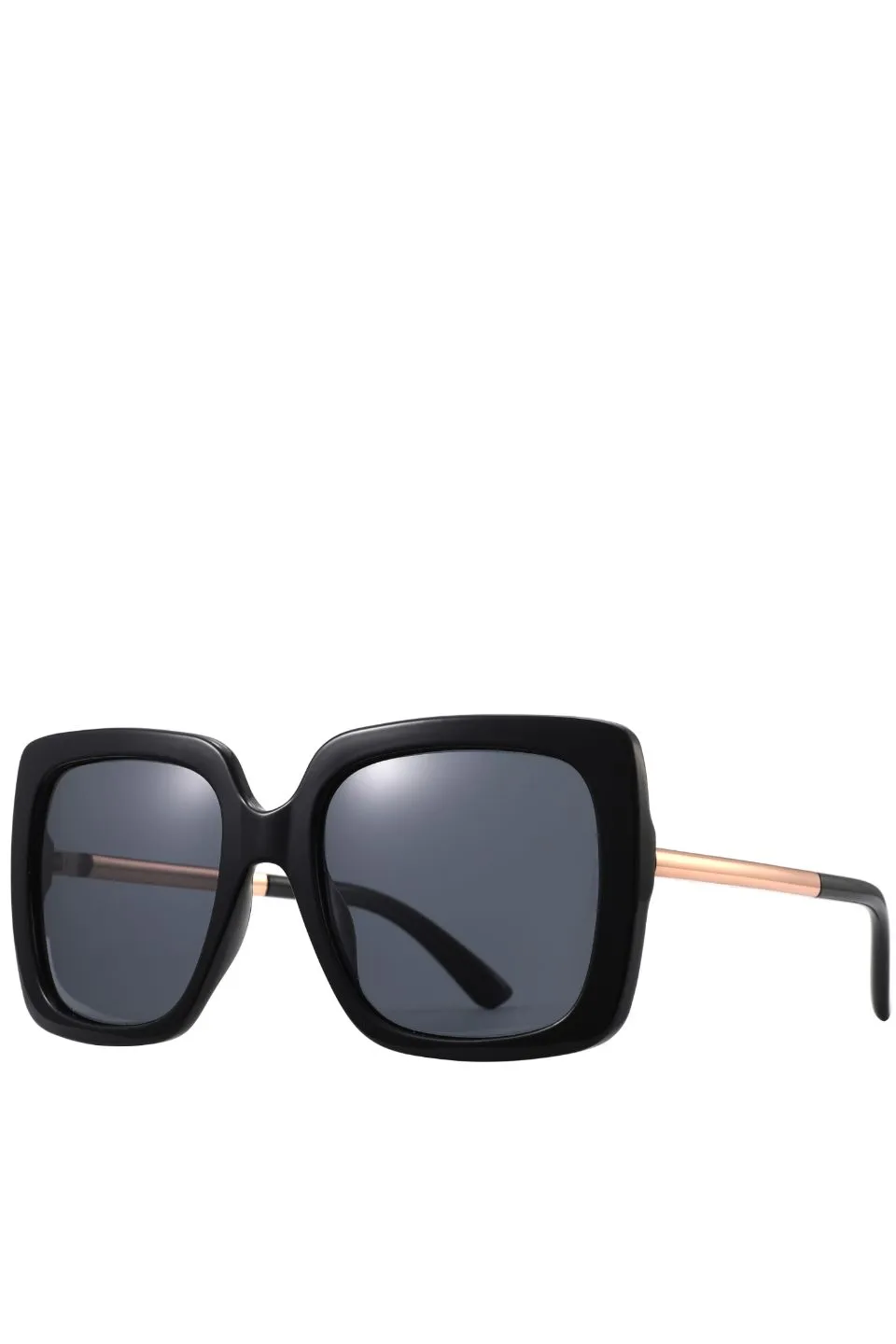 Azur Black Oversized Square Sunglasses With Gold Metal Arms