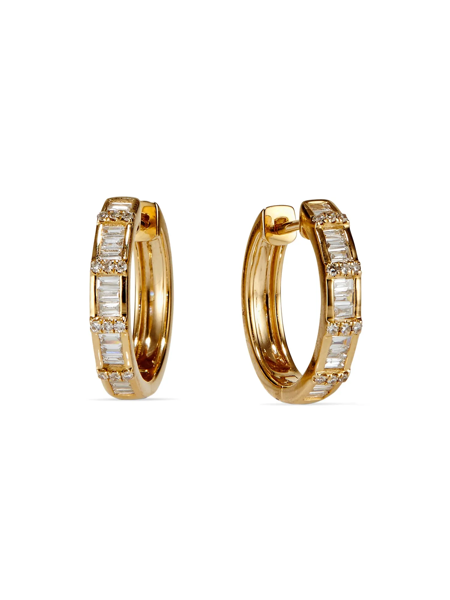 Baguette Diamond Huggie Hoop Earrings