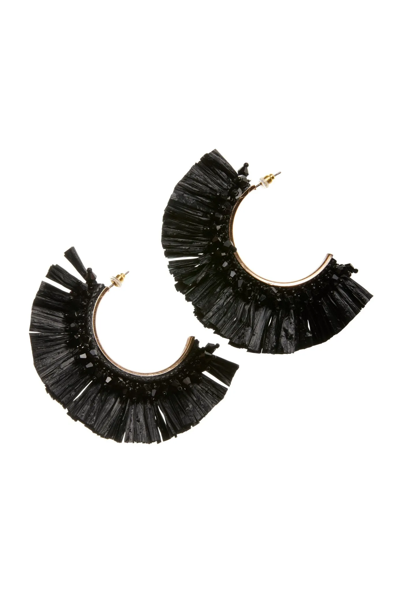 Beaded Raffia Earring Black