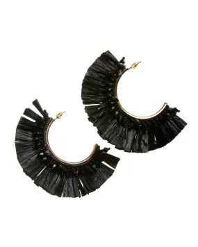 Beaded Raffia Earring Black