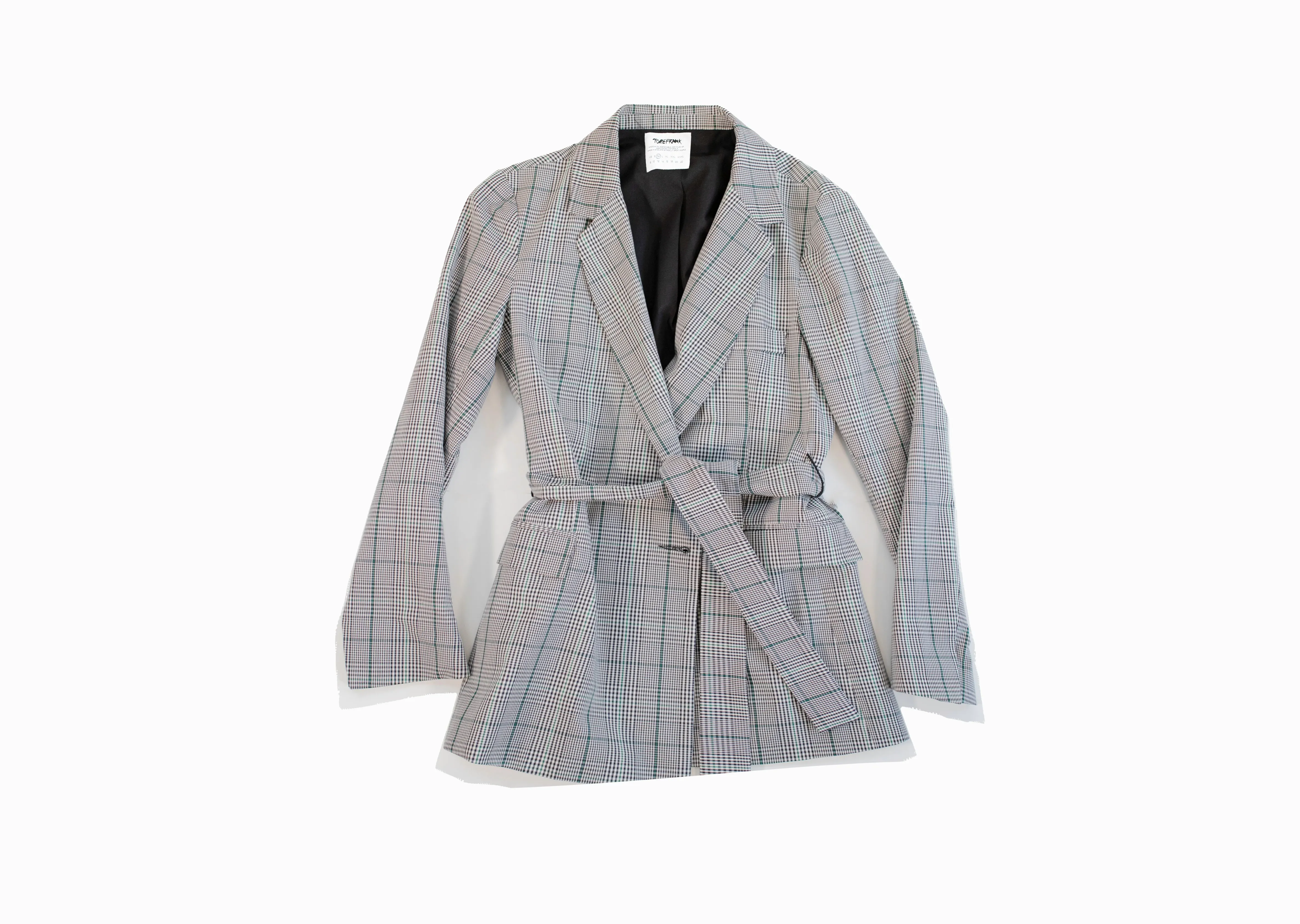 Bety Tie Waist Blazer in Grey Check