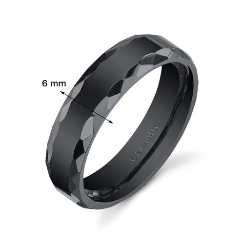 Black Ceramic unisex Band 6mm Size 6.5