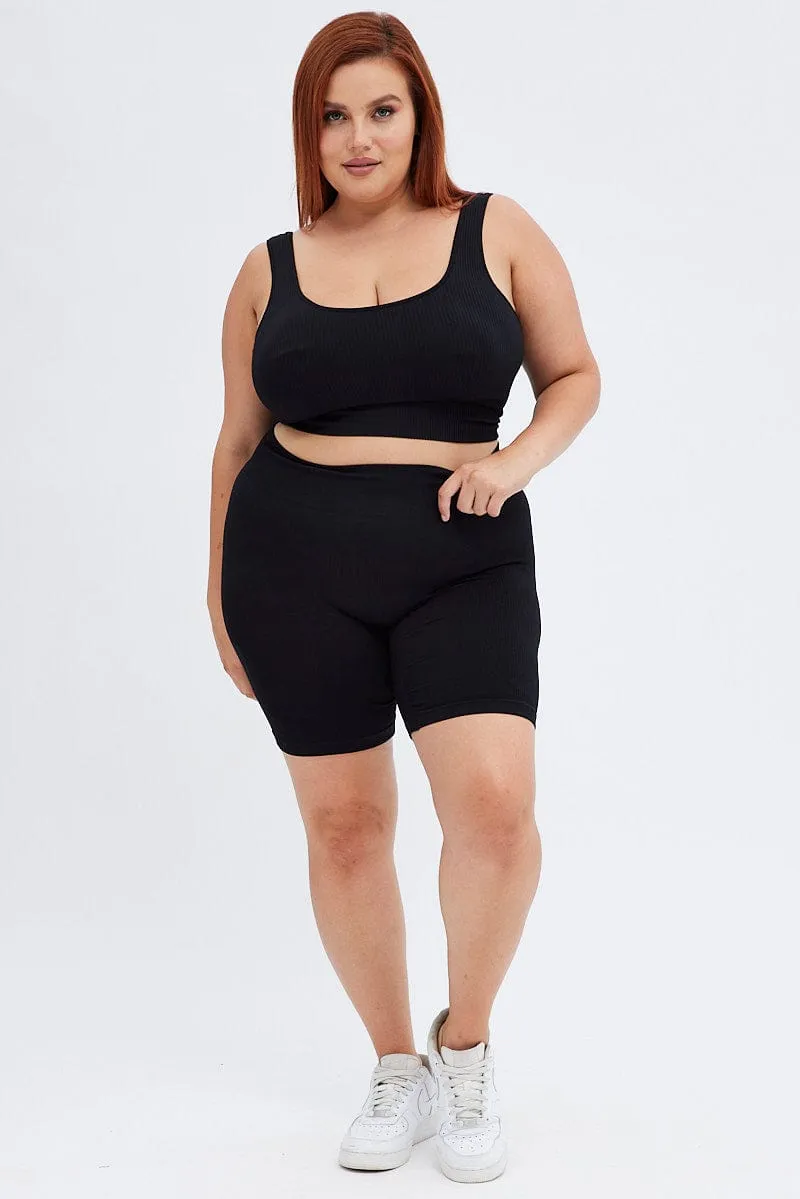 Black Crop Tank Top Seamless