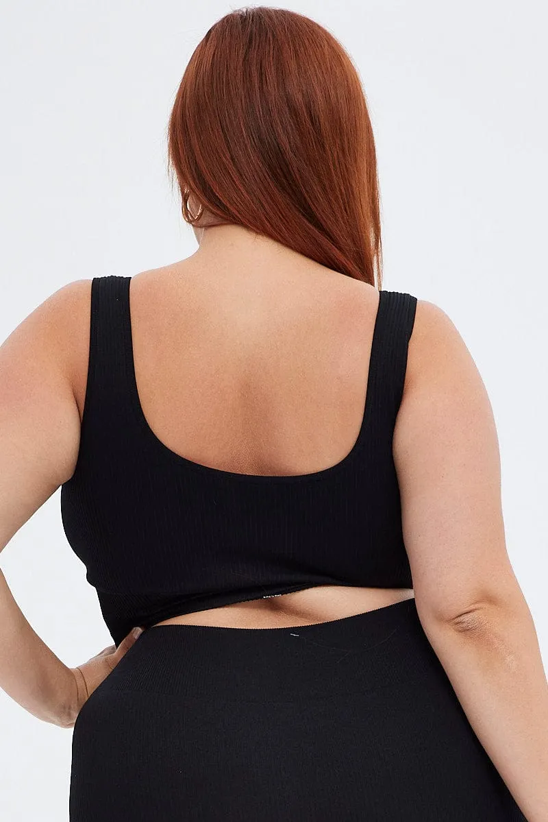 Black Crop Tank Top Seamless