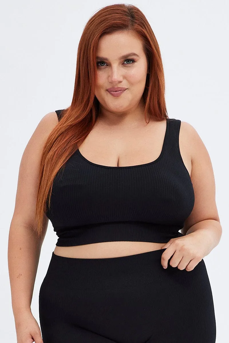 Black Crop Tank Top Seamless