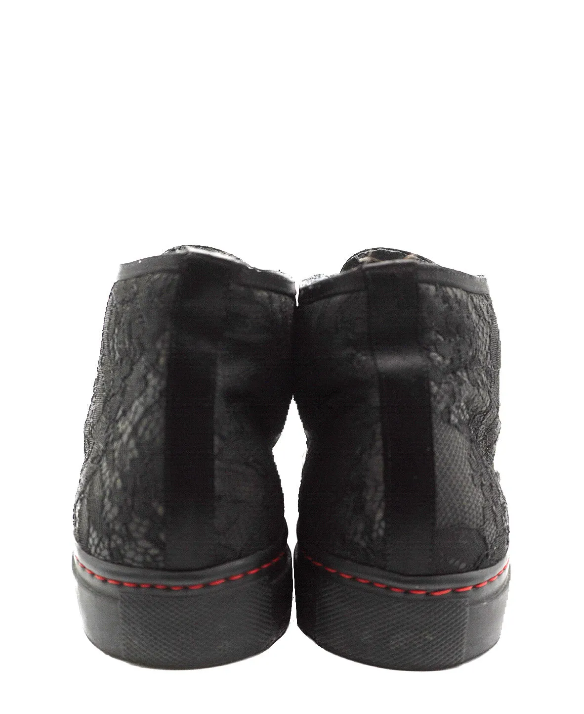 Black Lace Ribbon High Top Sneakers Black