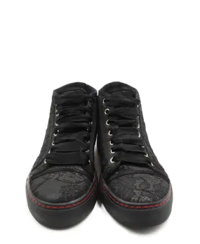 Black Lace Ribbon High Top Sneakers Black