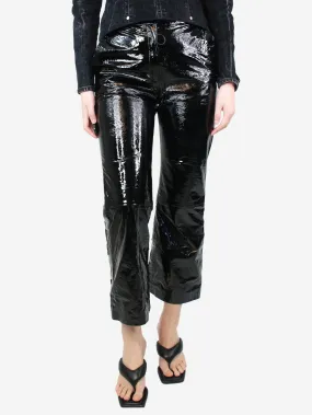 Black patent leather trousers - size UK 10