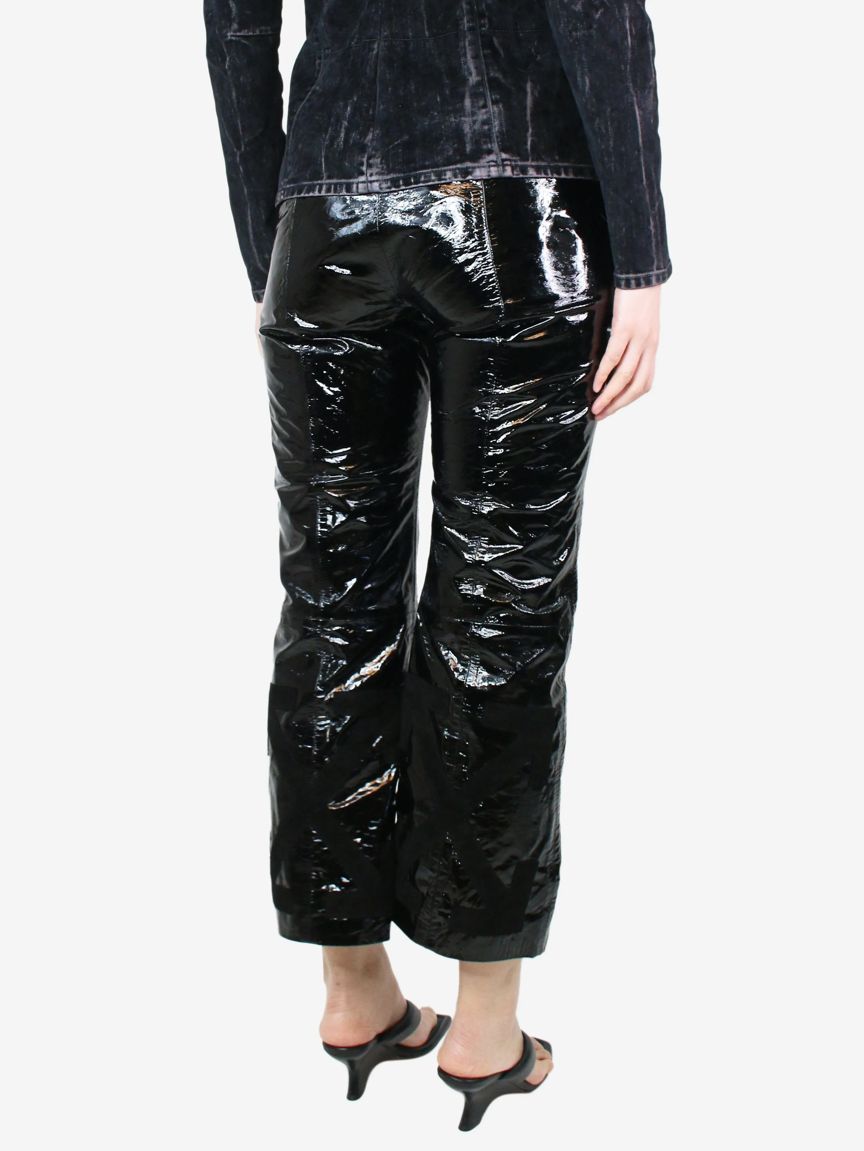 Black patent leather trousers - size UK 10