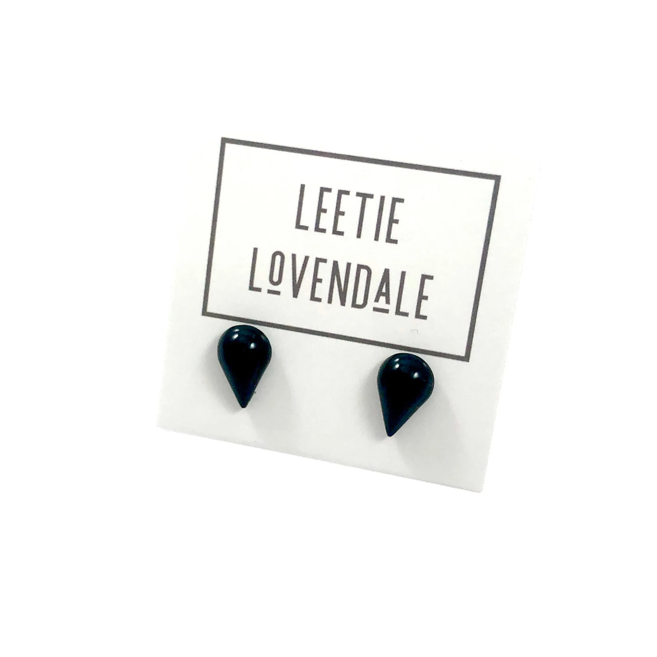 Black Teardrop Lucite Stud Earrings