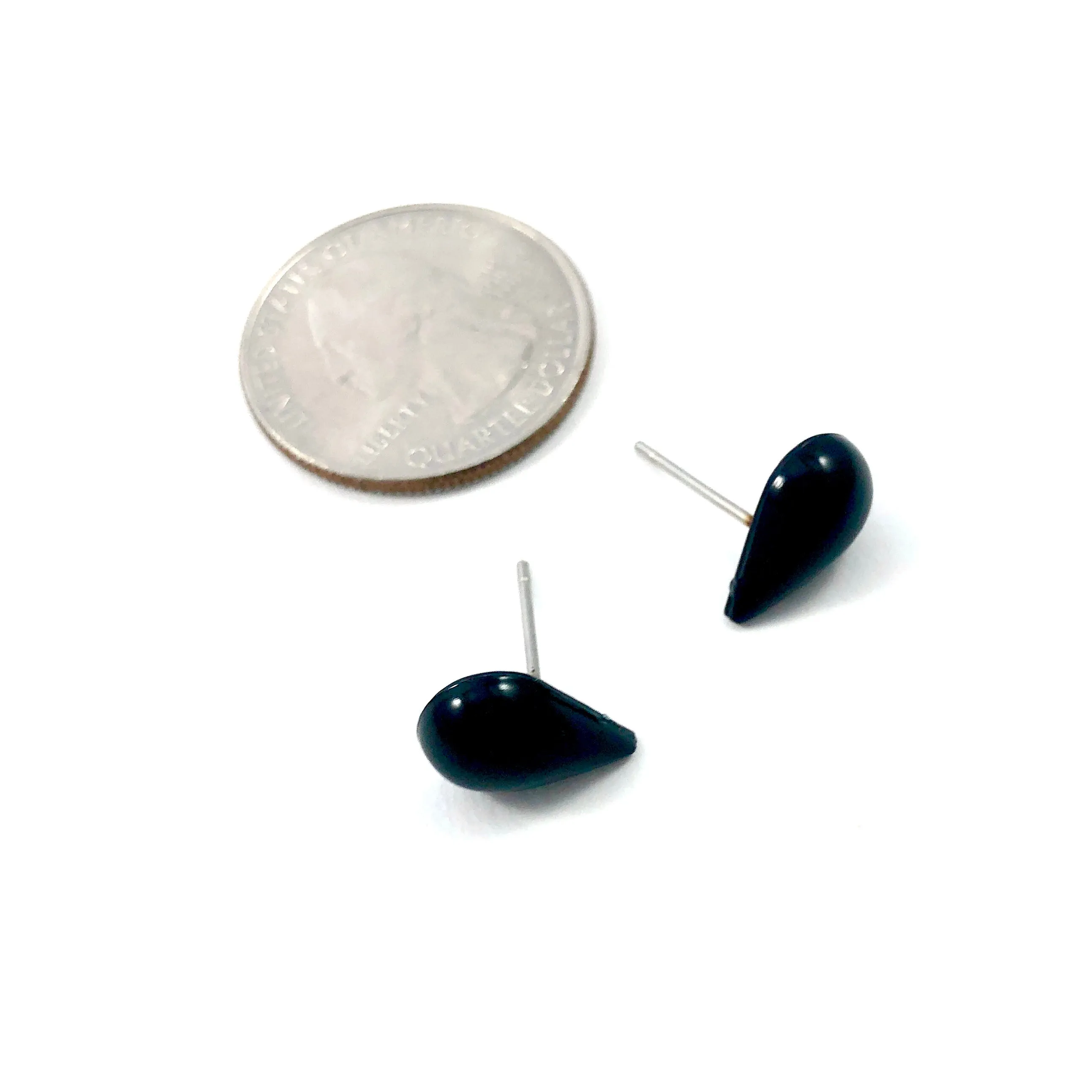 Black Teardrop Lucite Stud Earrings