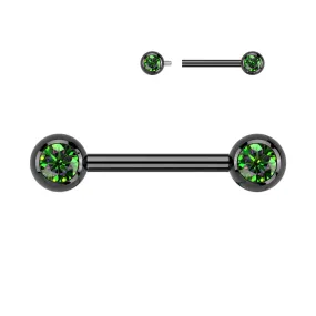 Black Titanium Internally Threaded Gemmed Nipple Barbells