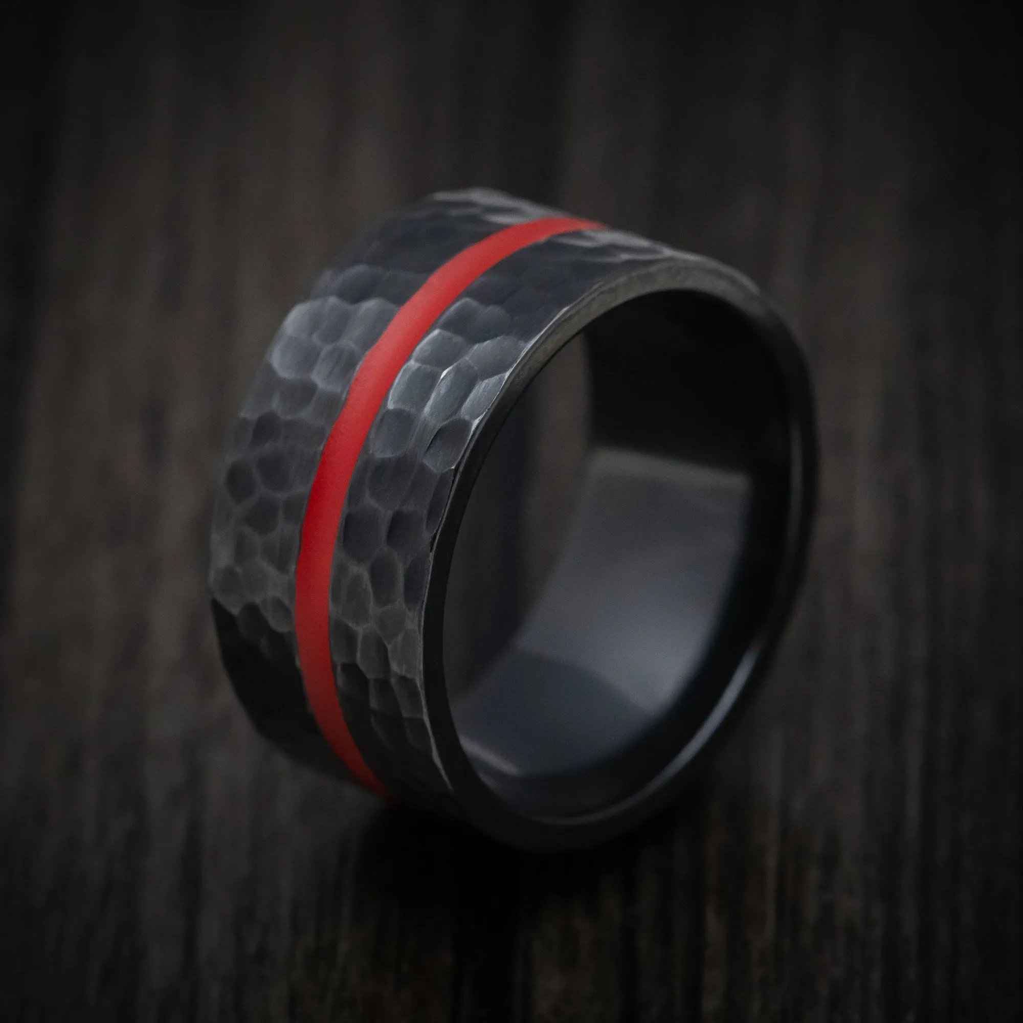 Black Titanium Wide Men's Ring with Cerakote Accent Custom Made Band