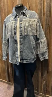 Bling Denim Stars & Fringe Jacket