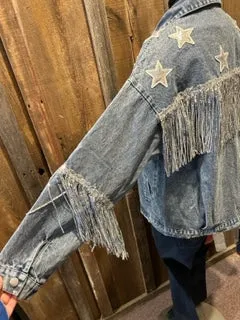 Bling Denim Stars & Fringe Jacket