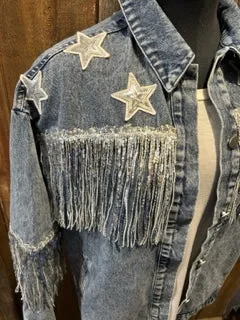 Bling Denim Stars & Fringe Jacket