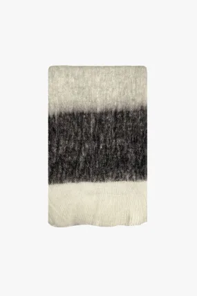 Bliss Stone Black Check Wool Mohair Blend Eyelash Fringe 130x170cm Throw