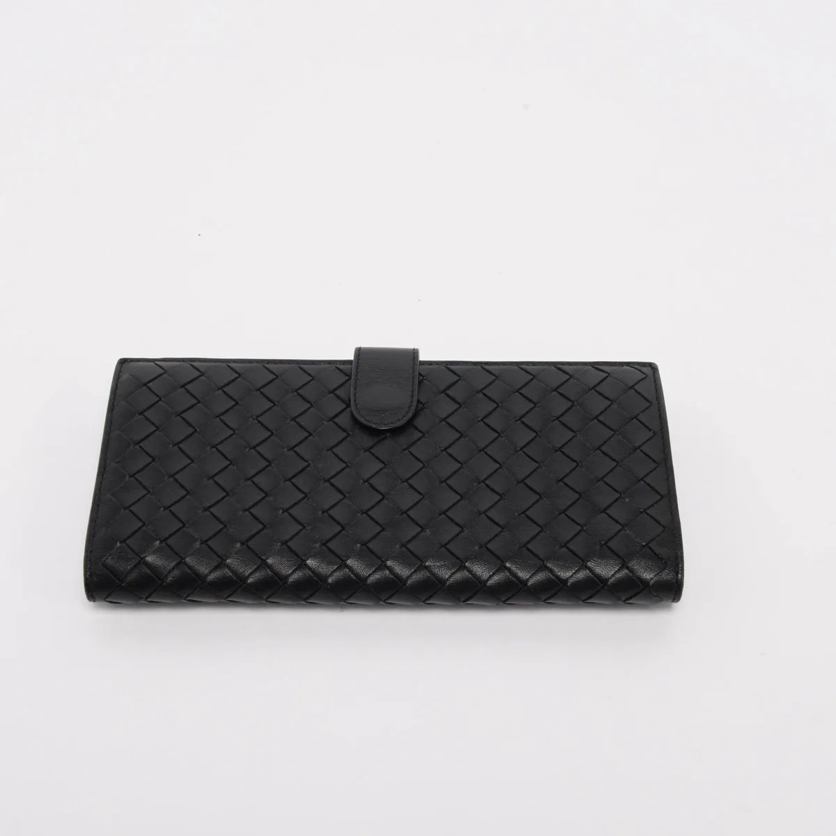 Bottega Veneta Black Intrecciato Bi-Fold Continental Wallet