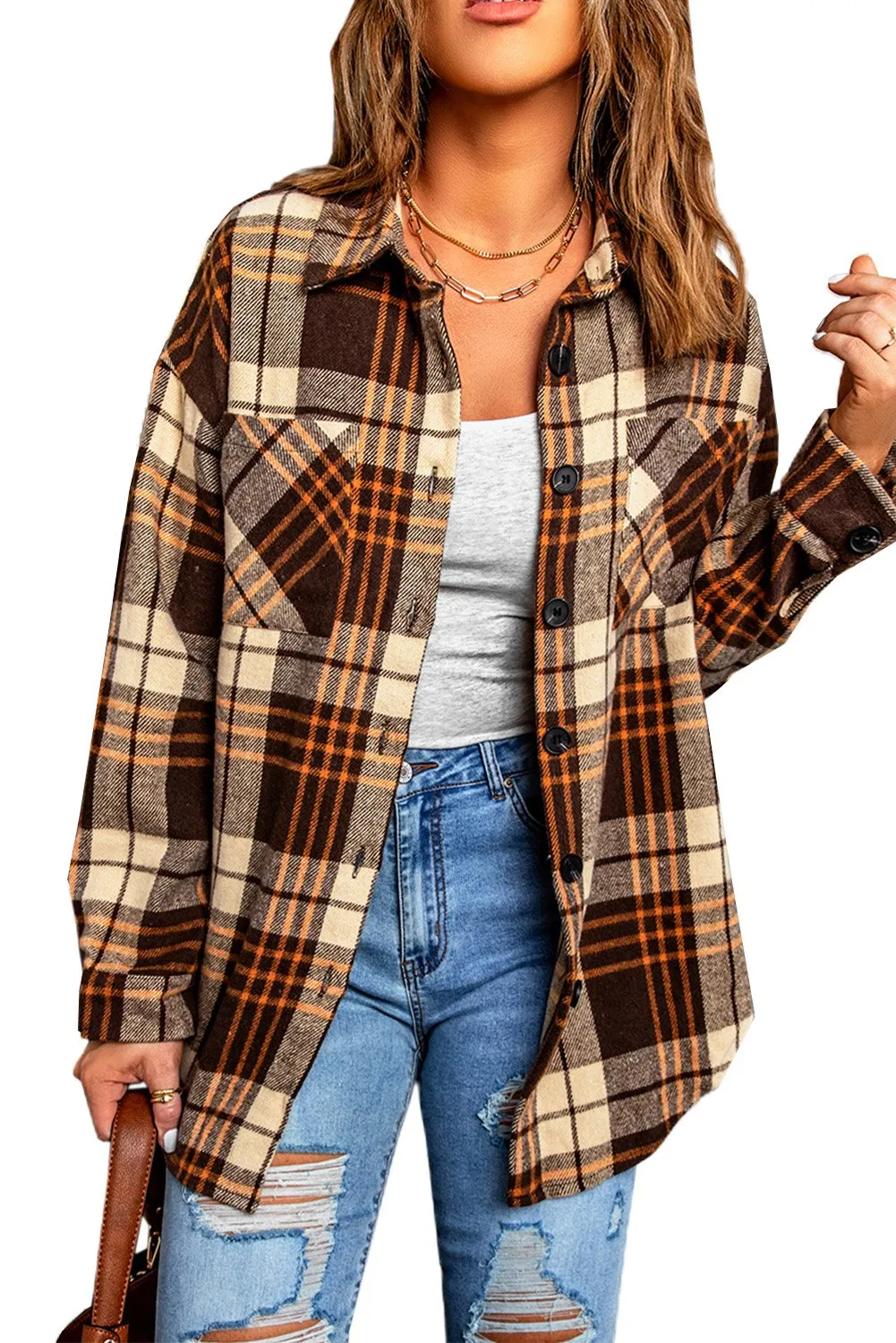 Boyfriend Plaid Shirt Coat