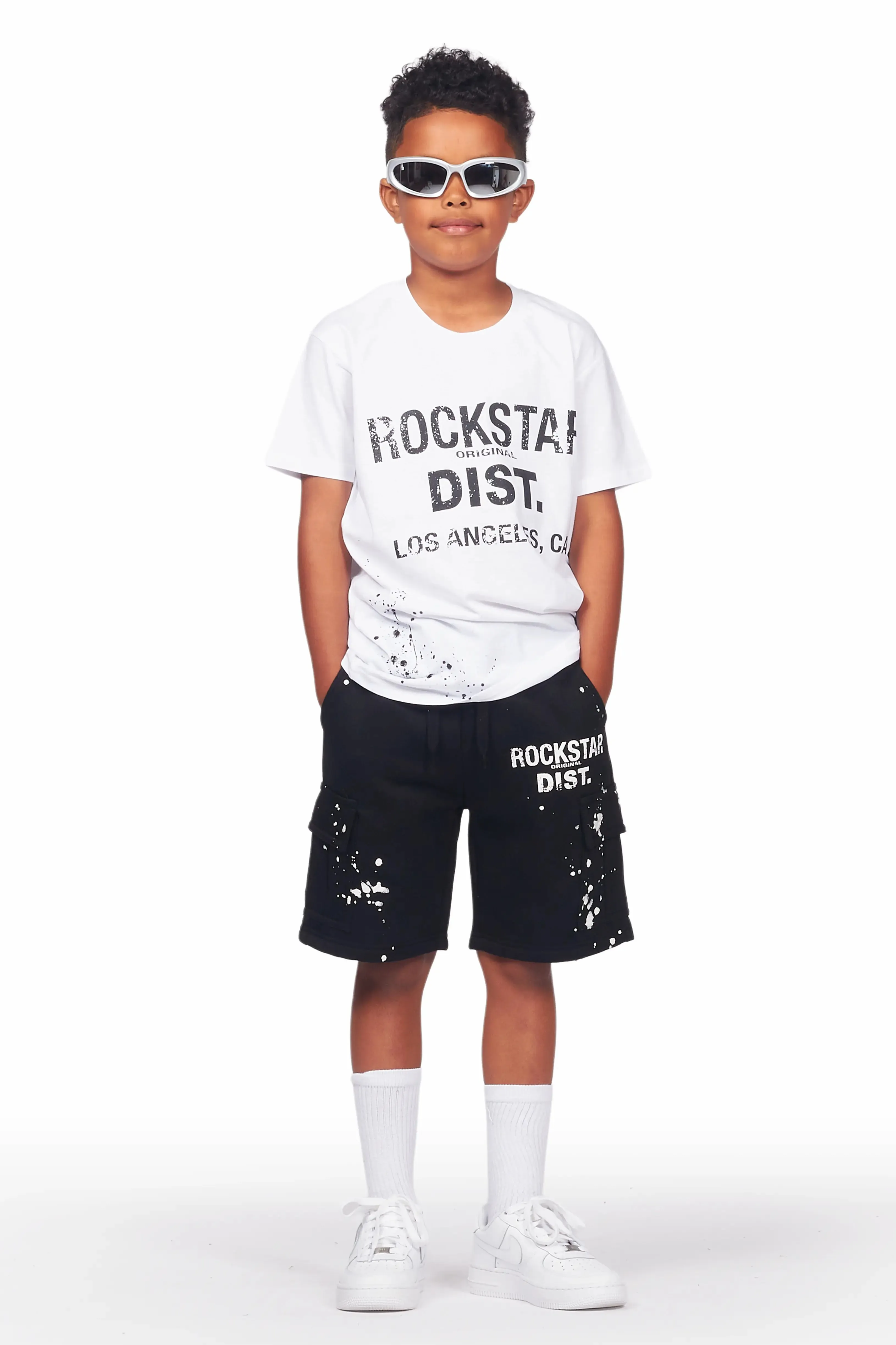 Boys Basim White/Black T-Shirt Short Set