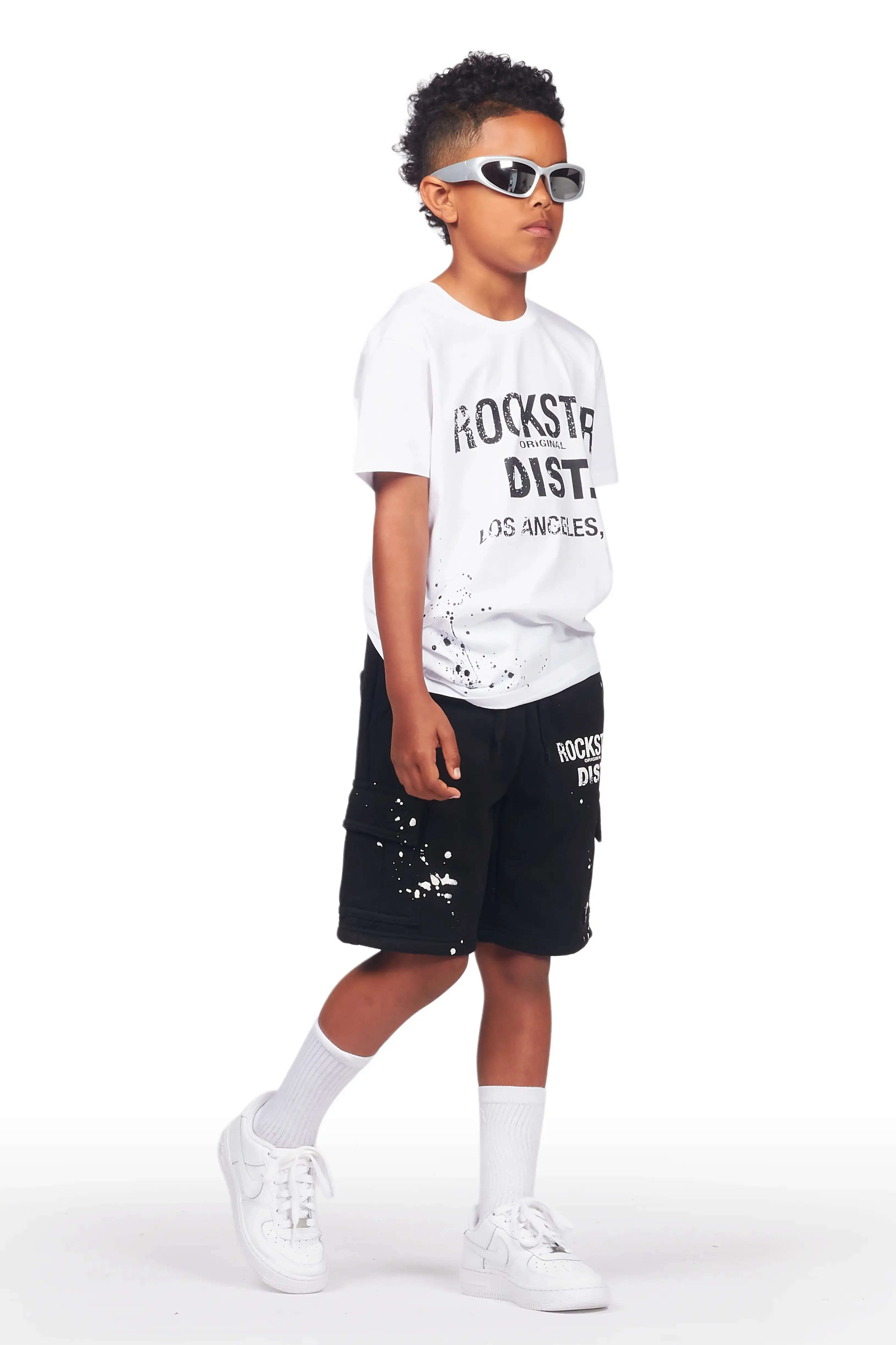 Boys Basim White/Black T-Shirt Short Set