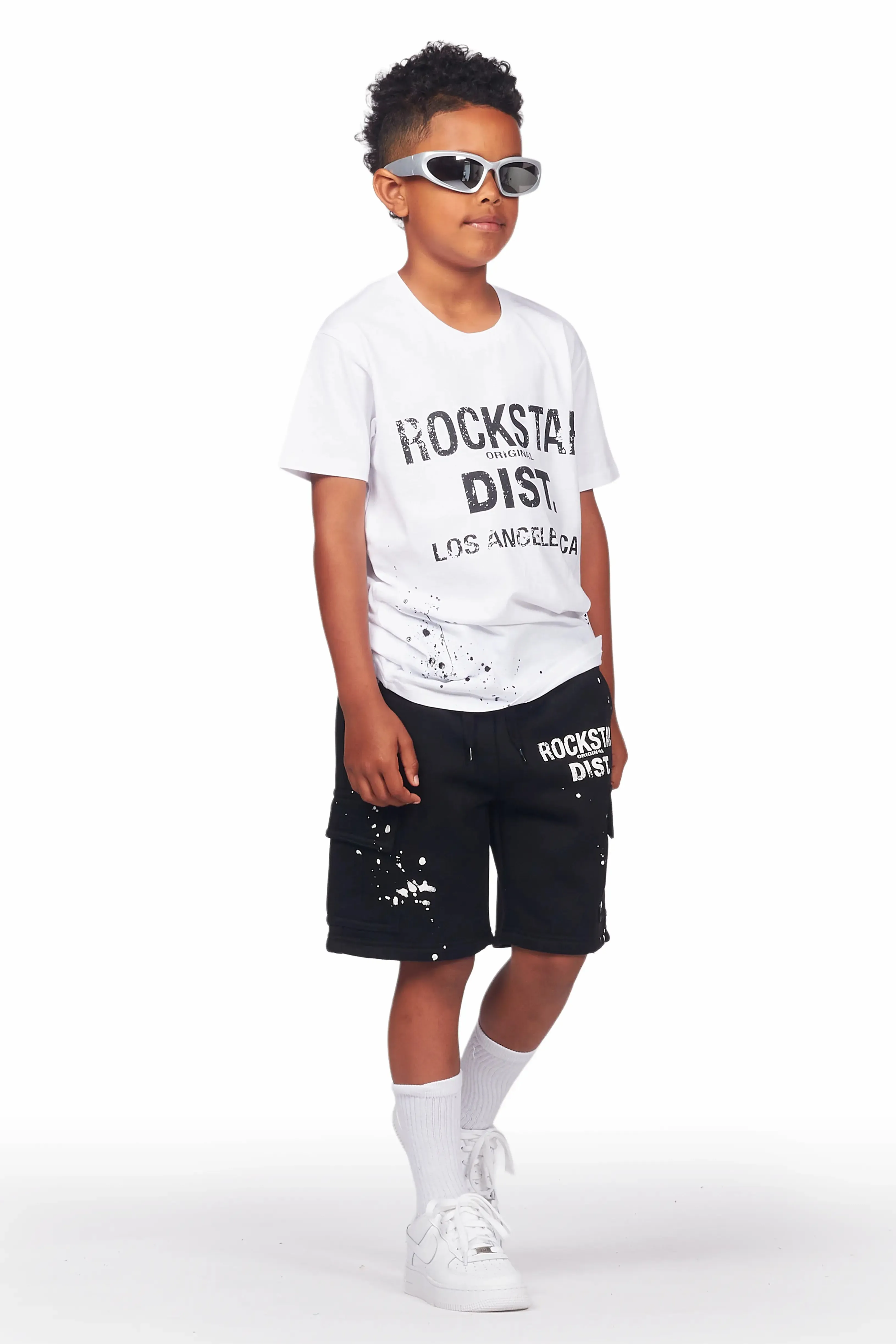 Boys Basim White/Black T-Shirt Short Set