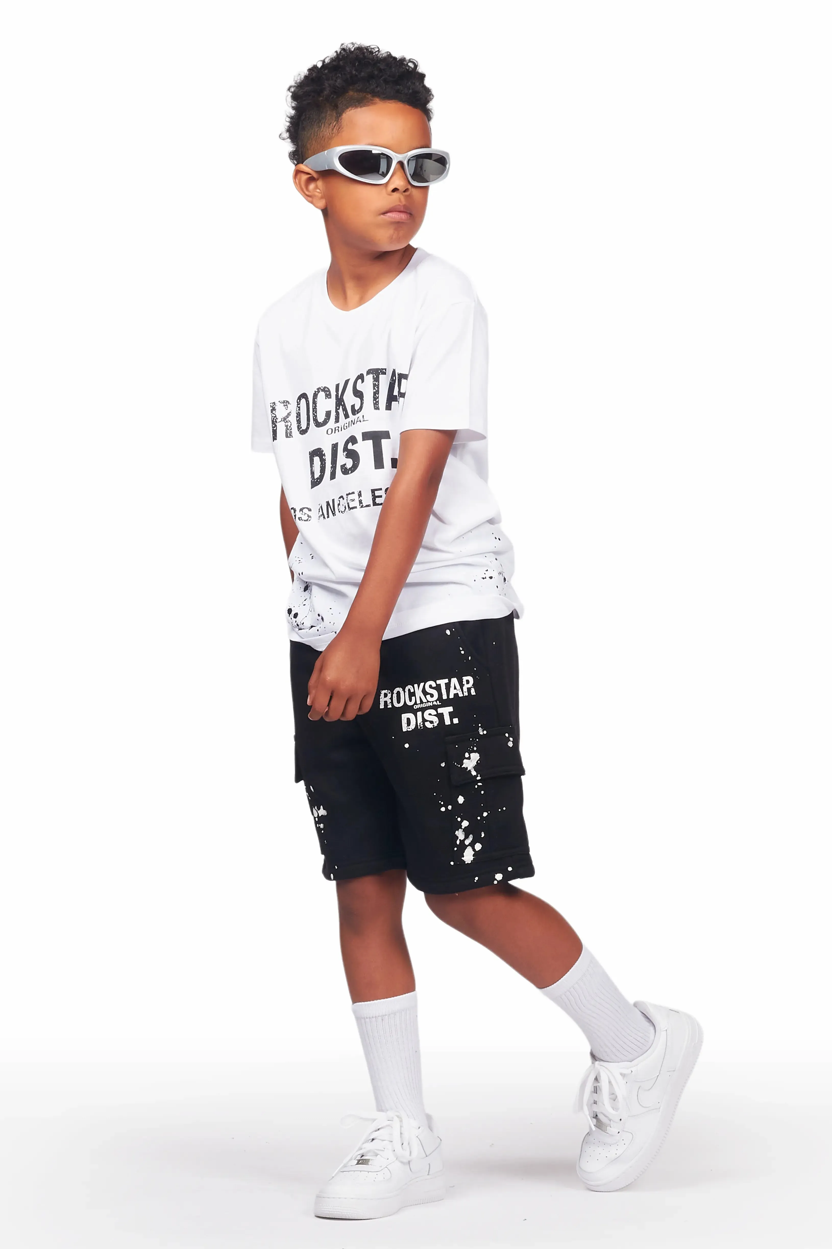 Boys Basim White/Black T-Shirt Short Set